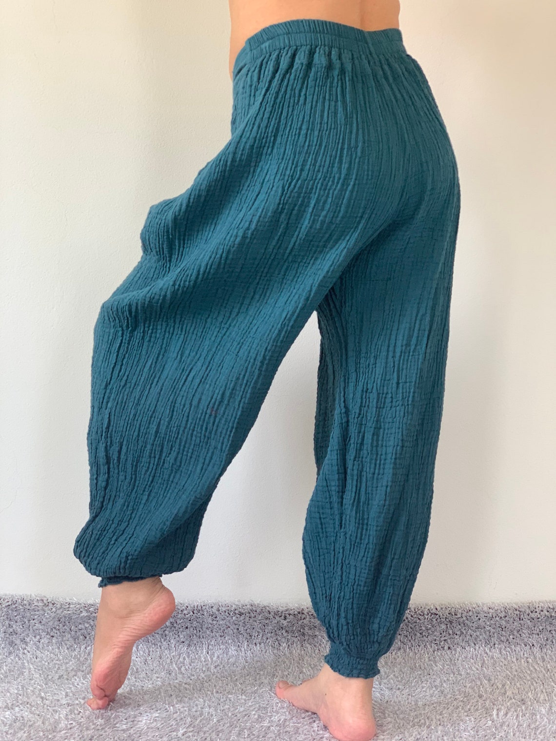 CG0140 Cotton Gauze Yoga Pants Super Soft. Elastic Waist Etsy