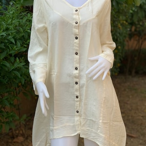 CG0490 V Neck Cotton Jersey Dress, V-Neck Loose Fitting Cotton Tunic, V-Neck Minimalist Women summer Dress
