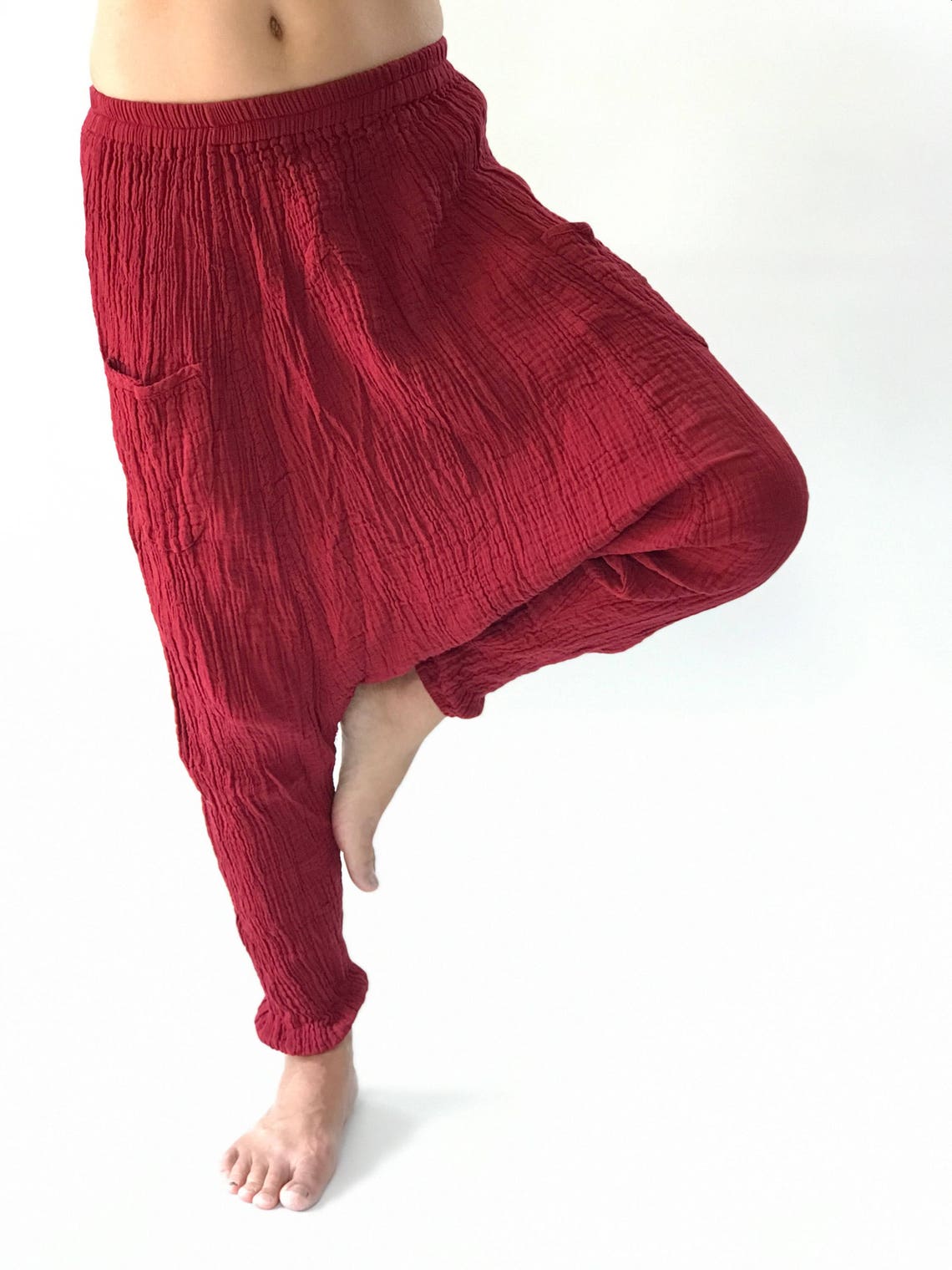 CG0226 Cotton Gauze Harem Pants Super Soft Baggy Unisex Harem Etsy