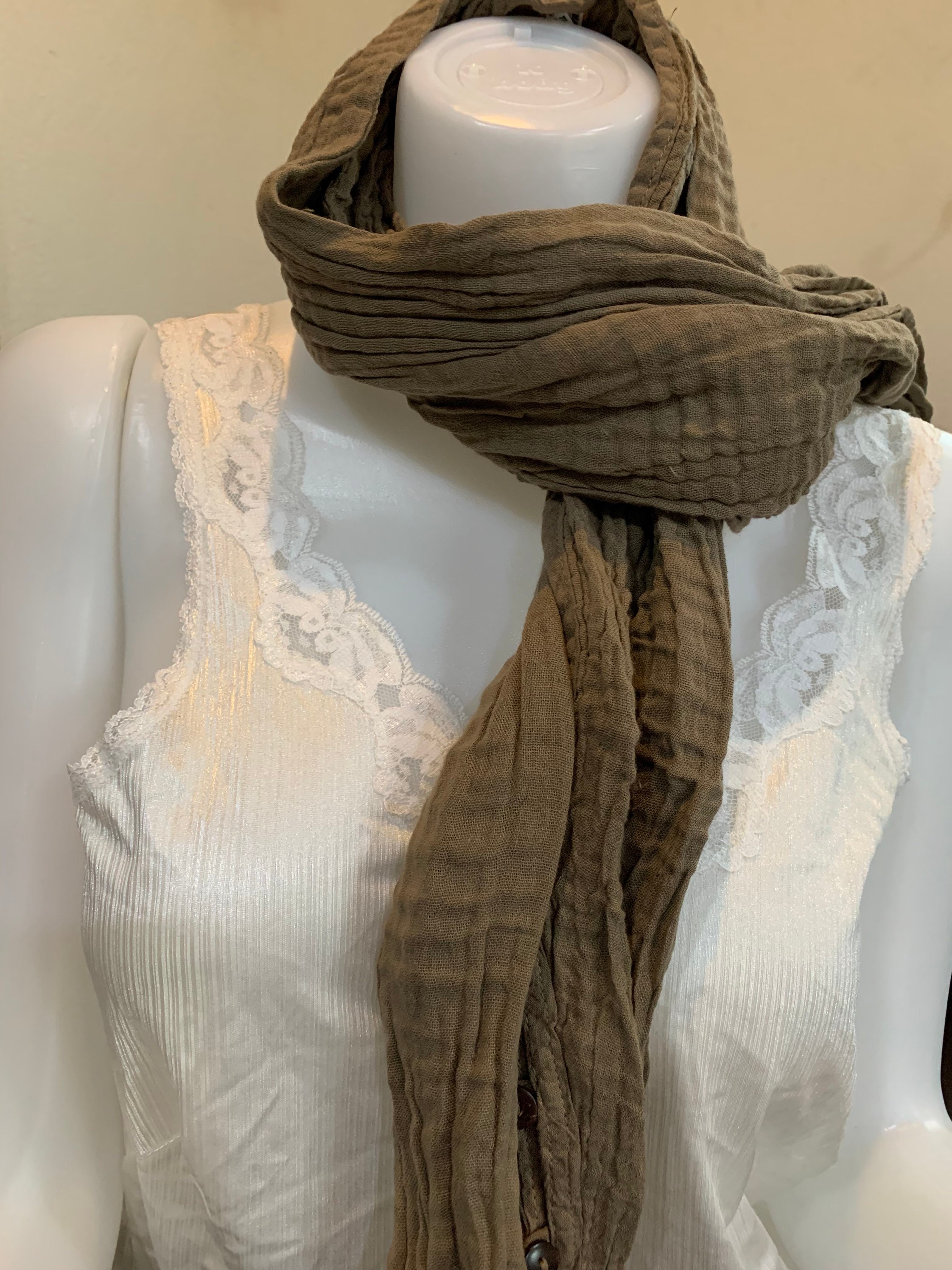 CB0009 Lovely Double Cotton Gauze Scarf With Buttons Thai Etsy