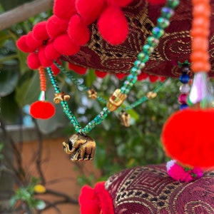 MB0048 Handmade Mobile,Nursery Hanging decorate with pompoms and colorful wood beads image 4