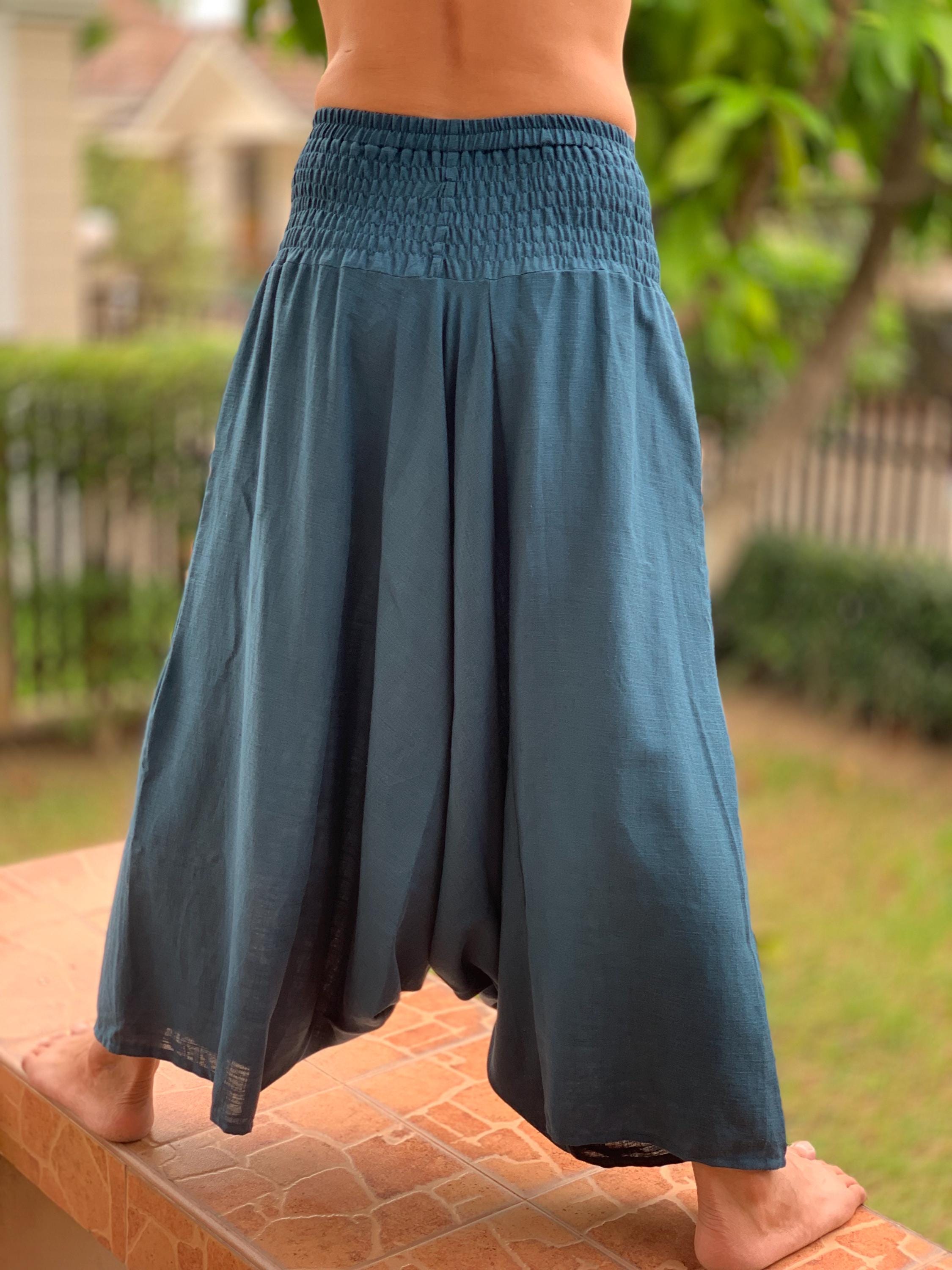HR0179 Linen Aladdin Pants, Harem Pants Harem Pants Unisex Low