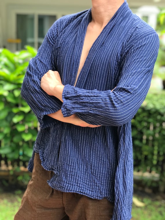 CG0985 Unisex Cotton Striped Kimono Cardigan Beautiful Open front Cardigan Cotton Cardigan Etsy Denmark