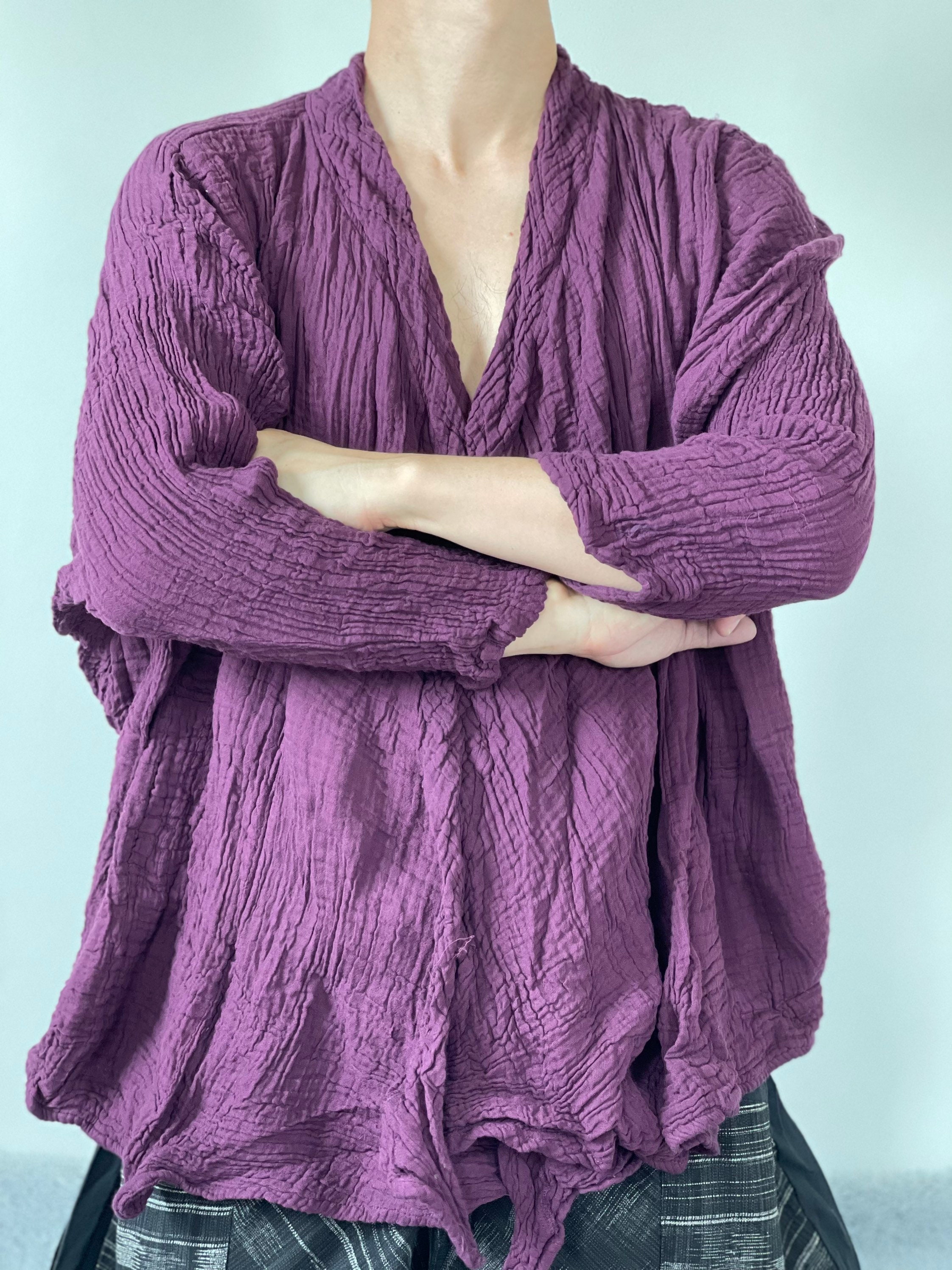 CG0423 Unisex Open Front Kimono Double Gauze Cotton Long Etsy UK