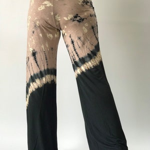 YG0025 Womens Casual Tie Dye Solid Wide Leg Bottom Boho Hippie Lounge Palazzo Pants