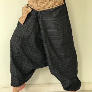 HR0747  Brown Harem Pants Unisex Low Crotch Yoga Trousers