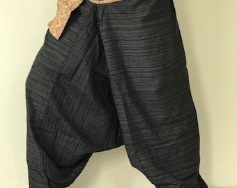 HR0747  Brown Harem Pants Unisex Low Crotch Yoga Trousers