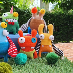 MG0015 Get 5 Monsters Gang Cute Handmade,Cute Little Monster,Monster Plush Key Chain Little Felt Monster