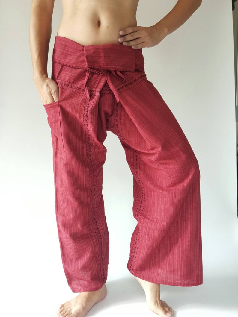 TC8003 Hand Sewing Inseam design for Thai Fisherman Pants Wide Leg pants Wrap pants Unisex pants