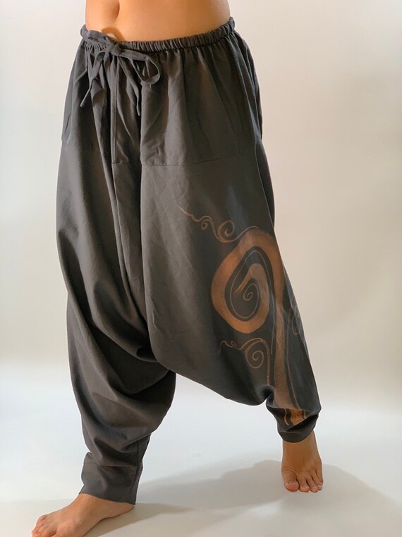Beige Handloom Cotton Taana Baana Unisex Harem Pants main image 1