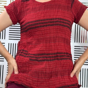 CG0512 Muslin Layer Gauze  Blouse,Textured/gauze cotton Top, Women&#39;s Cotton Gauze Top / Short Sleeve Top,Women&#39;s Blouse.