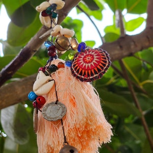 A0045 Handgemachte Pom Pom Schlüsselanhänger , handgemachte Charme Traditionelle Tribal Lieferungen