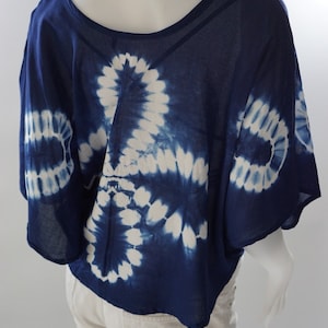 BL0164 Shibori Indigo Blouse Solf, Shibori blouse, tie dye light solf, Indigo Shibori Bluse, Shibori tie dye // beach cover up