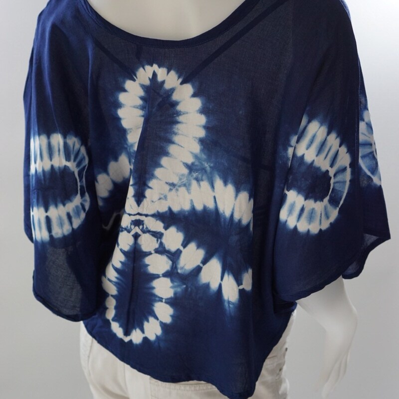 Blue - Shibori Tie-Dye Cotton Blouse Piece