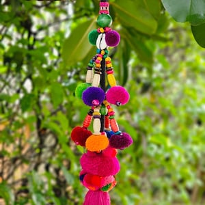 A0066 Handgemachte Pom Pom Schlüsselanhänger , handgemachte Charme Traditionelle Tribal Lieferungen