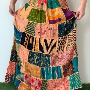 SK0803 Patchwork Bohemian Skirt. Long skirt, boho style, Beach Skirt