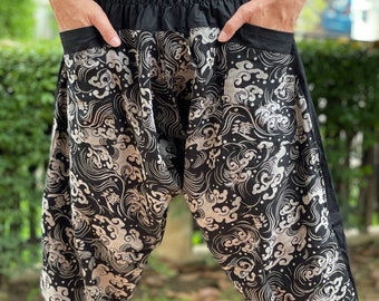 HC0108 Samurai Pants Men's Fashion Harem Pants Yoga Pants Casual Cotton Bottoms