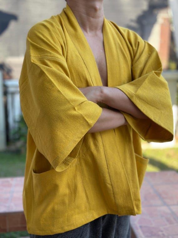 ST0042 Giacca kimono da uomo stonewashed cardigan leggero casual