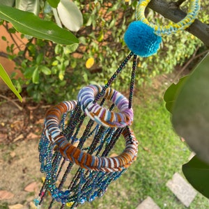 MB0184 Handmade Mobile Hanging for Home Decor, Mobiles,Baby mobile,Hanging colorful beads, boho mobile , Design cute Pom Pom decorate