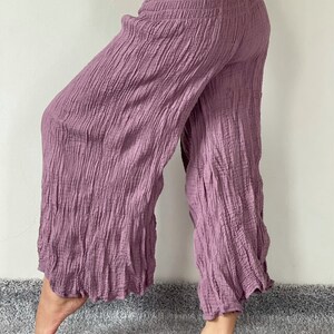 CG0474 Wide Leg Style Lady Pants with elastic waistband