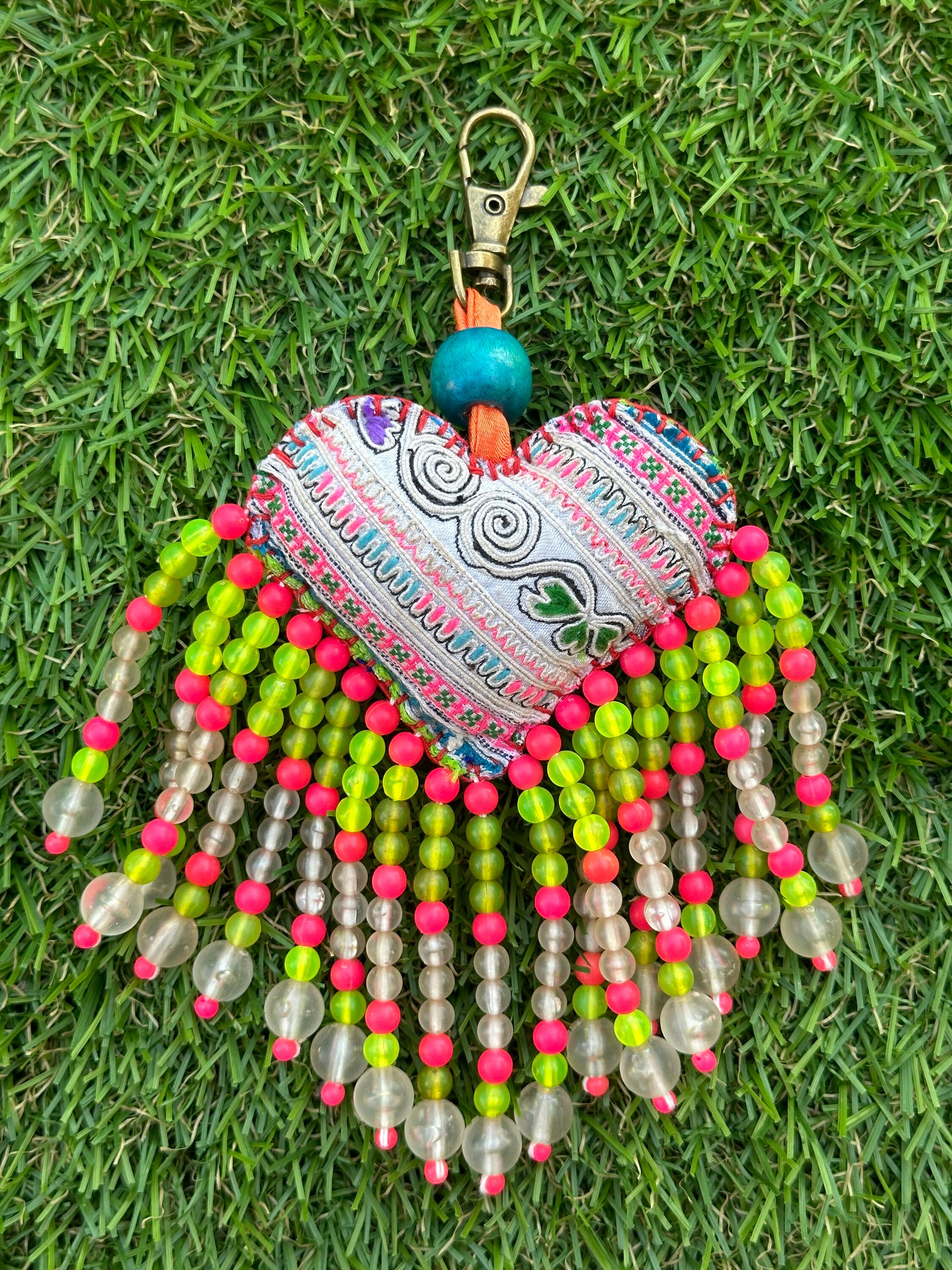 K19-K28 Handmade Heart Keychain, Hmong Keychain, Hmong Lanyard
