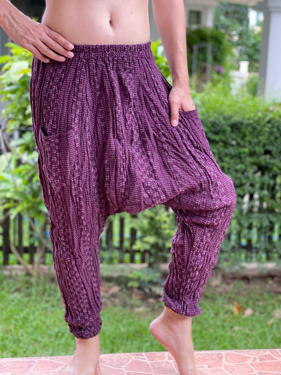 CG0470 Stitch Woven Cotton gauze Harem pants super soft baggy