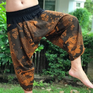 HC0802 Elastic waist Samurai Pants  - elastic waistband and cuffs Unisex pants These beautiful casual pants is unique & co