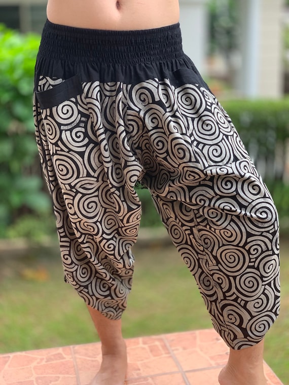 XL0014 New arrival Samurai pants elastic waistband Handmade pants unisex Yoga Harem Pants men/'s fashion