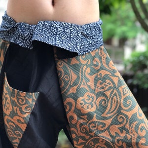 SR0677  Samurai Pants Harem pants have fisherman pants style wrap around waist