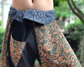 SR0677  Samurai Pants Harem pants have fisherman pants style wrap around waist