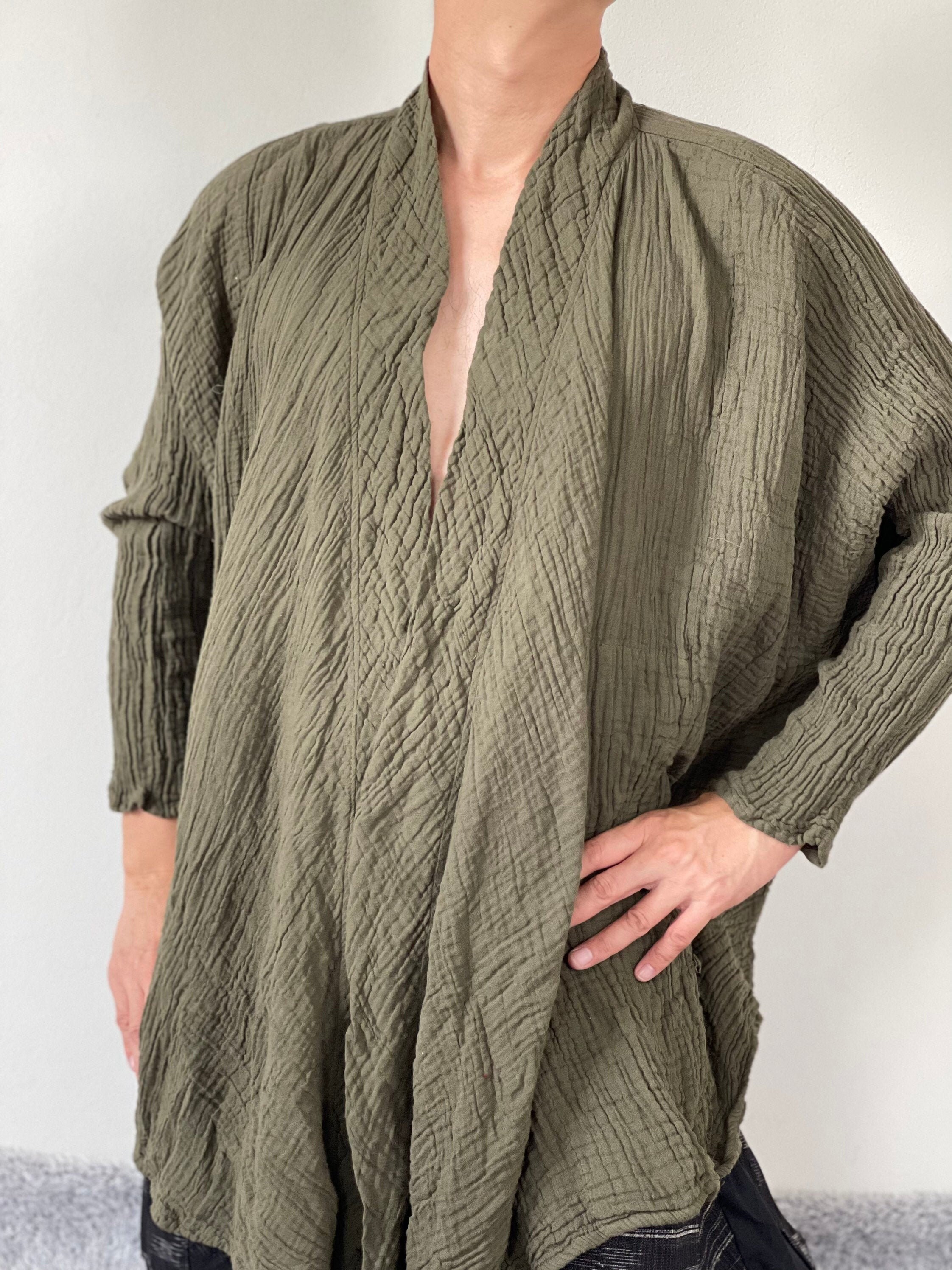 CG0426 Unisex Open Front Kimono Double Gauze Cotton Long Etsy UK