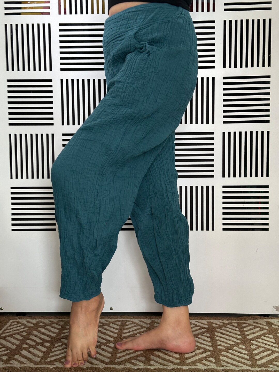 CG0258 Cotton Gauze Yoga Pants Super Soft. Elastic Waist Etsy