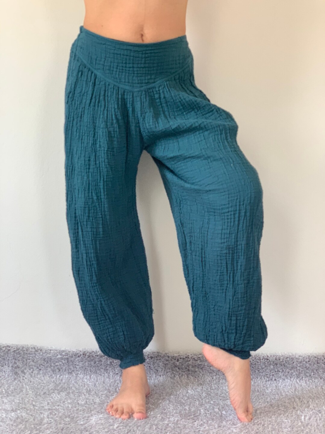 CG0140 Cotton Gauze Yoga Pants Super Soft. Elastic Waist Etsy