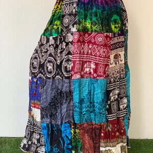 SK0835 Rayon Patchwork Bohemian Skirt. Long skirt, boho style, Beach Skirt