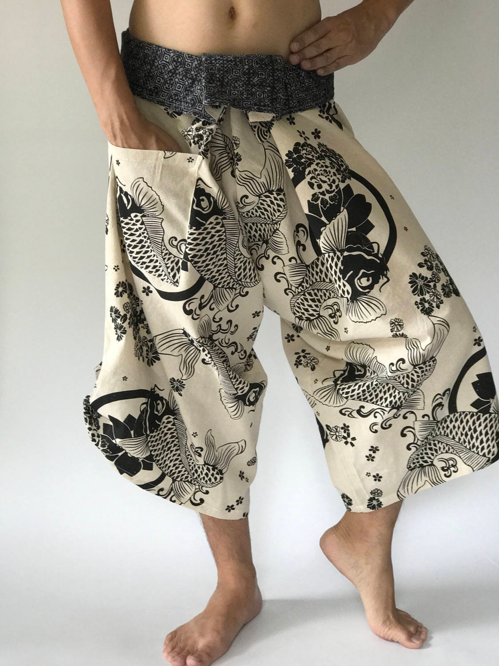 SR0005 Samurai Pants With Unique Hilltribe Fabric Wrap Around Etsy