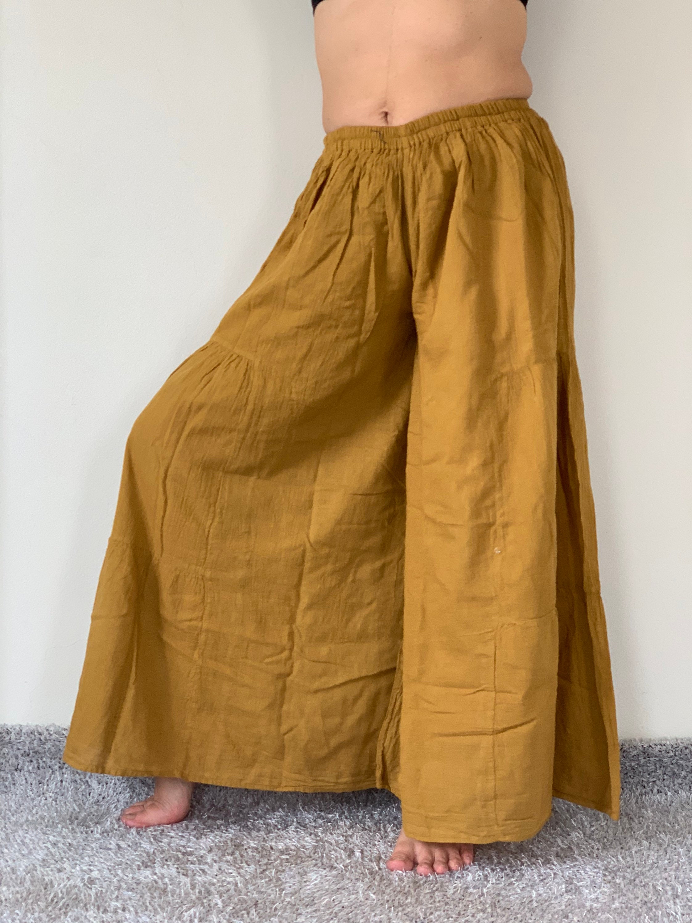 BROWN PALAZZO PANTS Women Petite Small to Plus Sizes Wide Leg Pants Hippie Yoga  Pants Bohemian Comfy Summer Clothing Thai Pants 