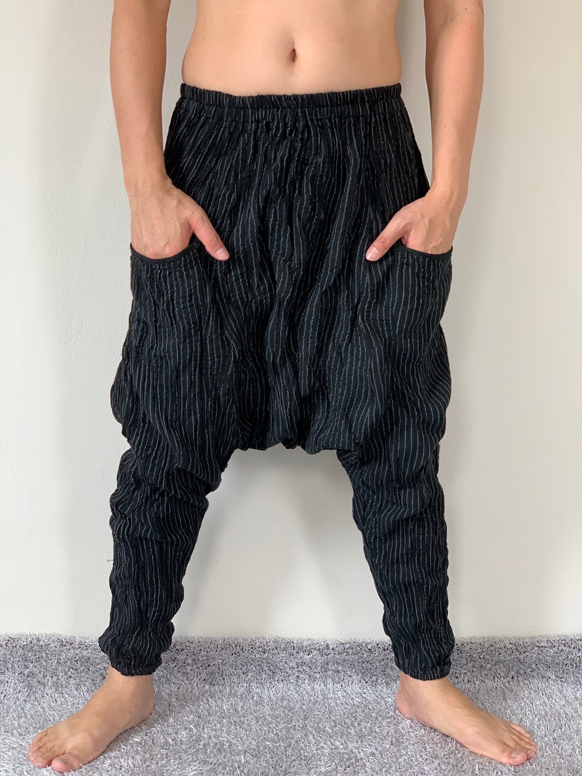 CG0041 Striped Cotton Gauze Pants, Casual Super Soft Pants, Cotton Gauze Pants
