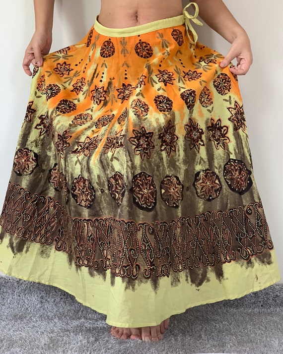 ID0839 Maxi Indian Skirt Women Printed Flared Skirt Gypsy Skirts elastic Maxi Skirts Casual Long Maxi Skirt Etsy UK