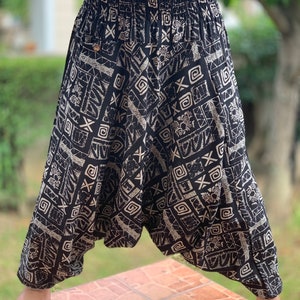 HR0185 Aladdin Pants, Harem Pants 100% Cotton Harem Pants Unisex Low Crotch Yoga Trousers