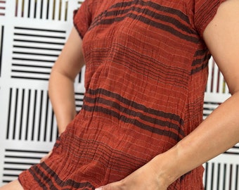 CG0511 Muslin Layer Gauze  Blouse,Textured/gauze cotton Top, Women's Cotton Gauze Top / Short Sleeve Top,Women's Blouse.