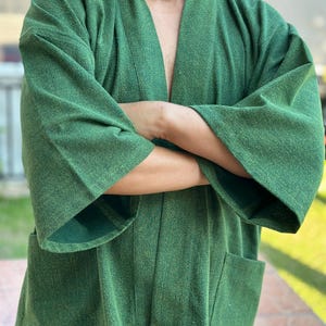 ST0043 Stonewashed męskie kurtki kimono kardigan lekki swobodny tajski płaszcz z odkrytym przodem odzież wierzchnia