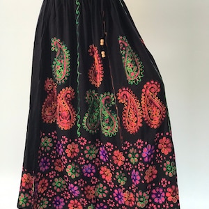 ID0214 Handstitch Indian Long Skirts for Women, Boho Indian Tie Dye Elastic Waist