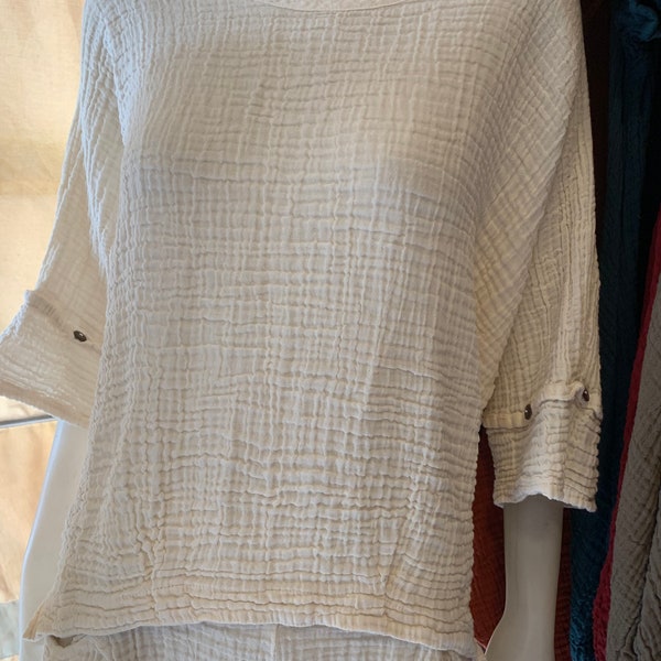 CG0082 Blouse Solf, blouse, tie dye light solf,Sleepshirt in the same cotton gauze fabric