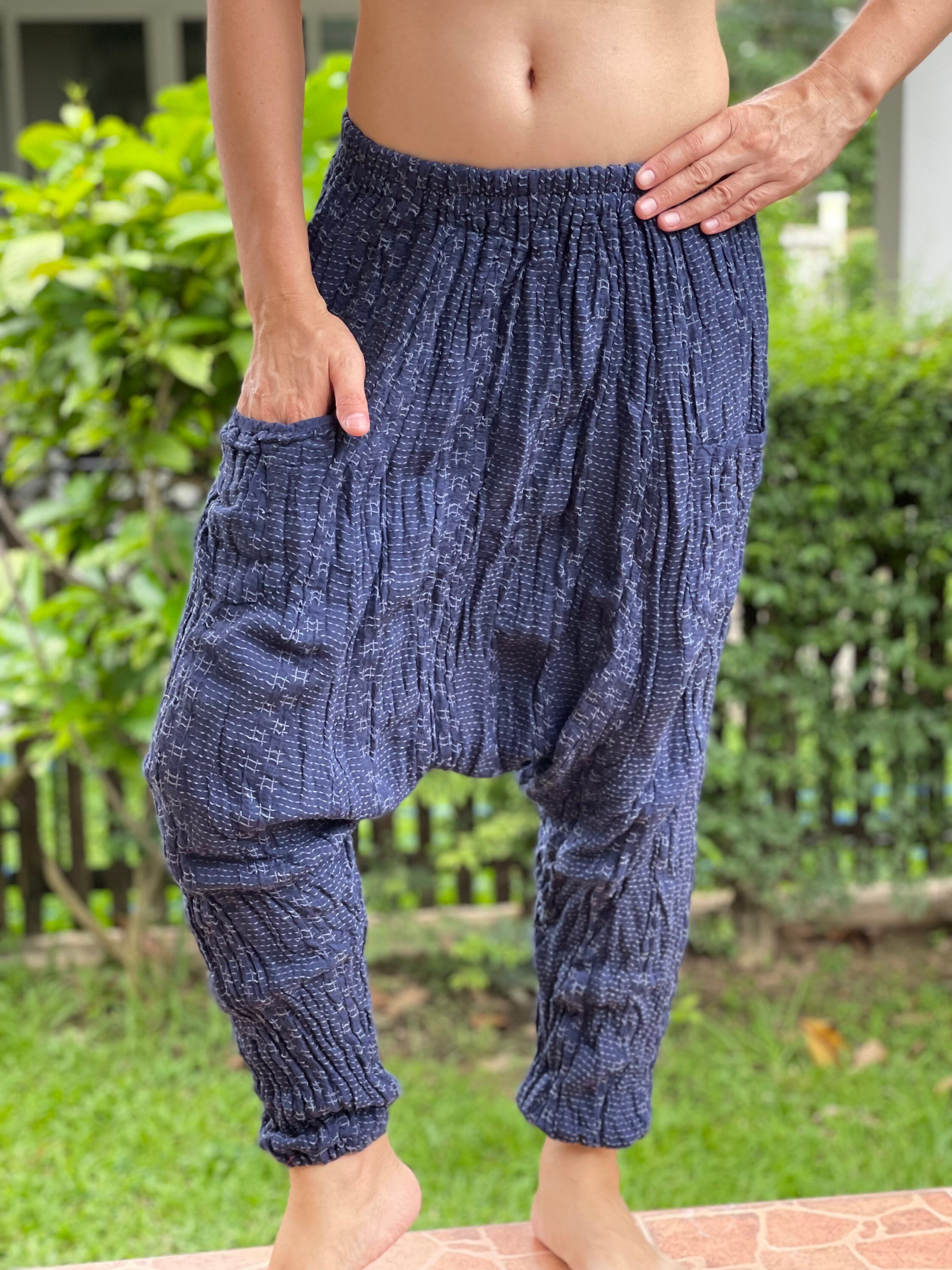 CG0467 Stitch Woven Cotton Gauze Harem Pants, Super Soft