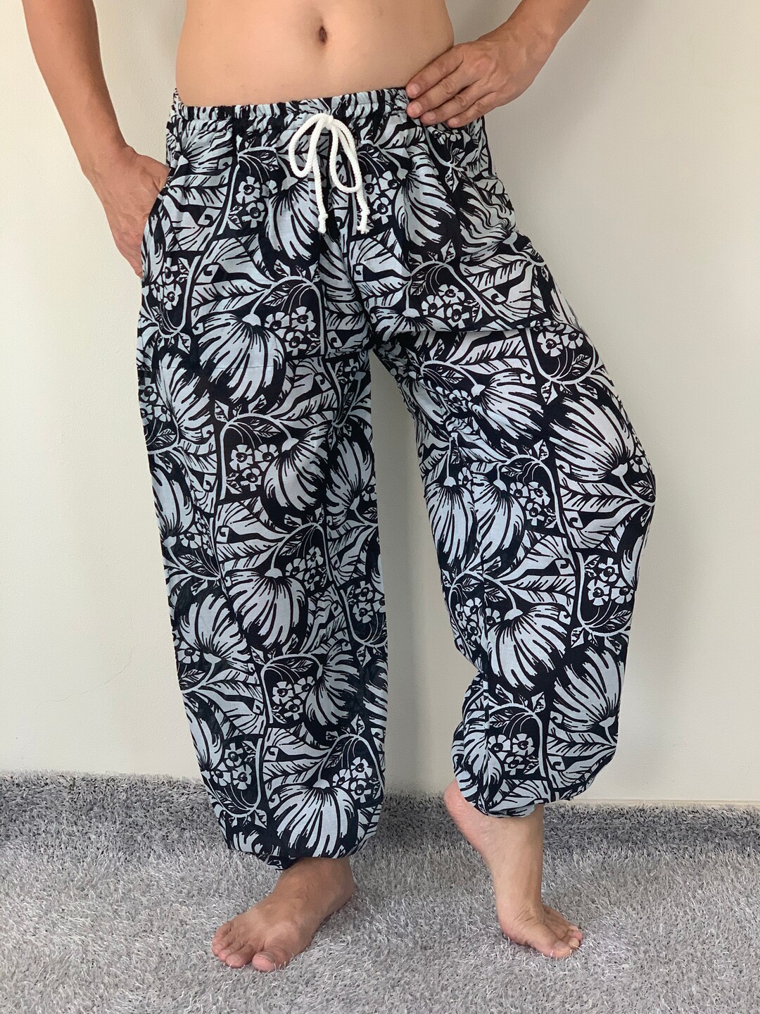 CH0207 Men's Yoga Massage Pants, Thai Yoga Pants With Elastic Waist for