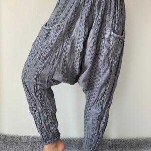 CG0187 BaumwollGaze Hose,Doppelte Baumwoll Gauze Haremshose für Unisex, Abgesetzte Schritthose, Unisex Hose