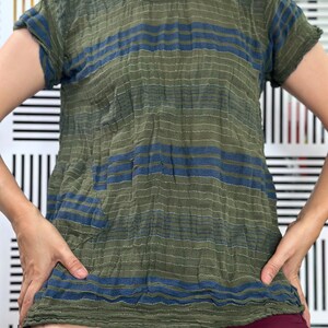 CG0517 Muslin Gauze  Blouse,Textured/gauze cotton Top, Women&#39;s Cotton Gauze Top / Short Sleeve Top,Women&#39;s Blouse.