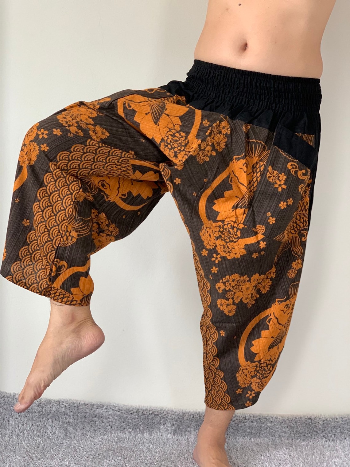 HC0554 Samurai Pants Elsstic Waist Samurai Pants Unisex Etsy