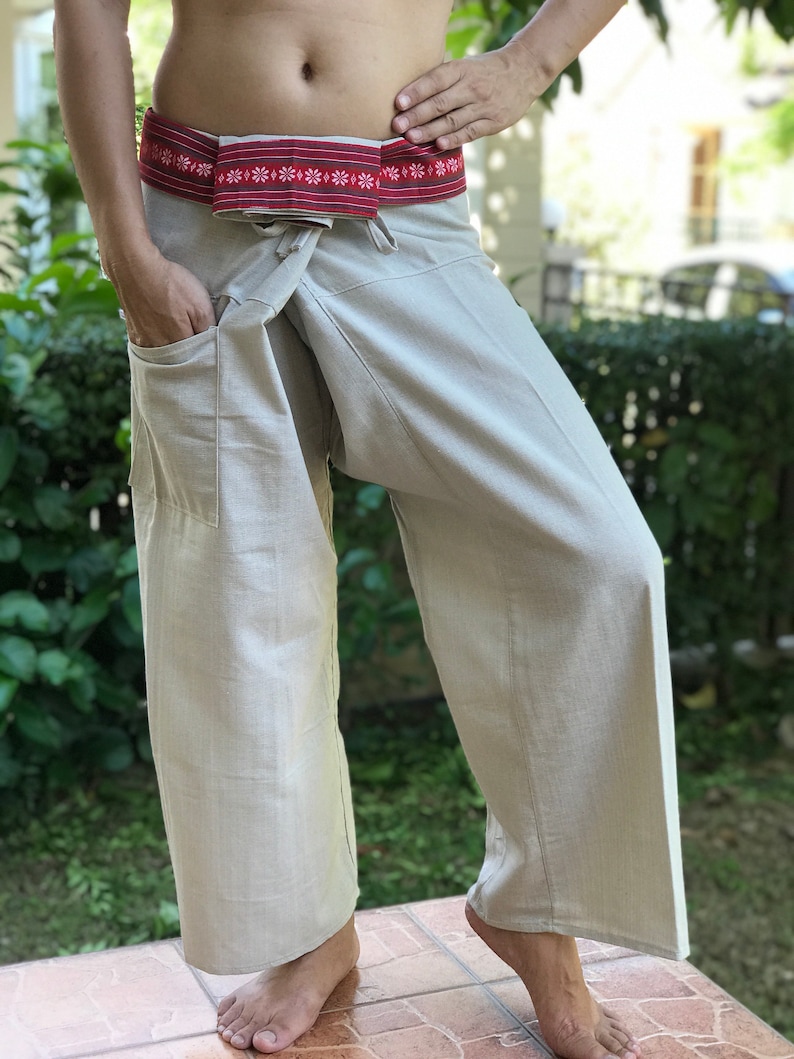 TCP0076 LIGHT BROWN Thai fishermanYoga are pants Free-size Will fit men or woman