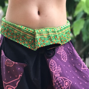 SR0408 Samurai pants with Unique Hilltribe fabric Wrap Around